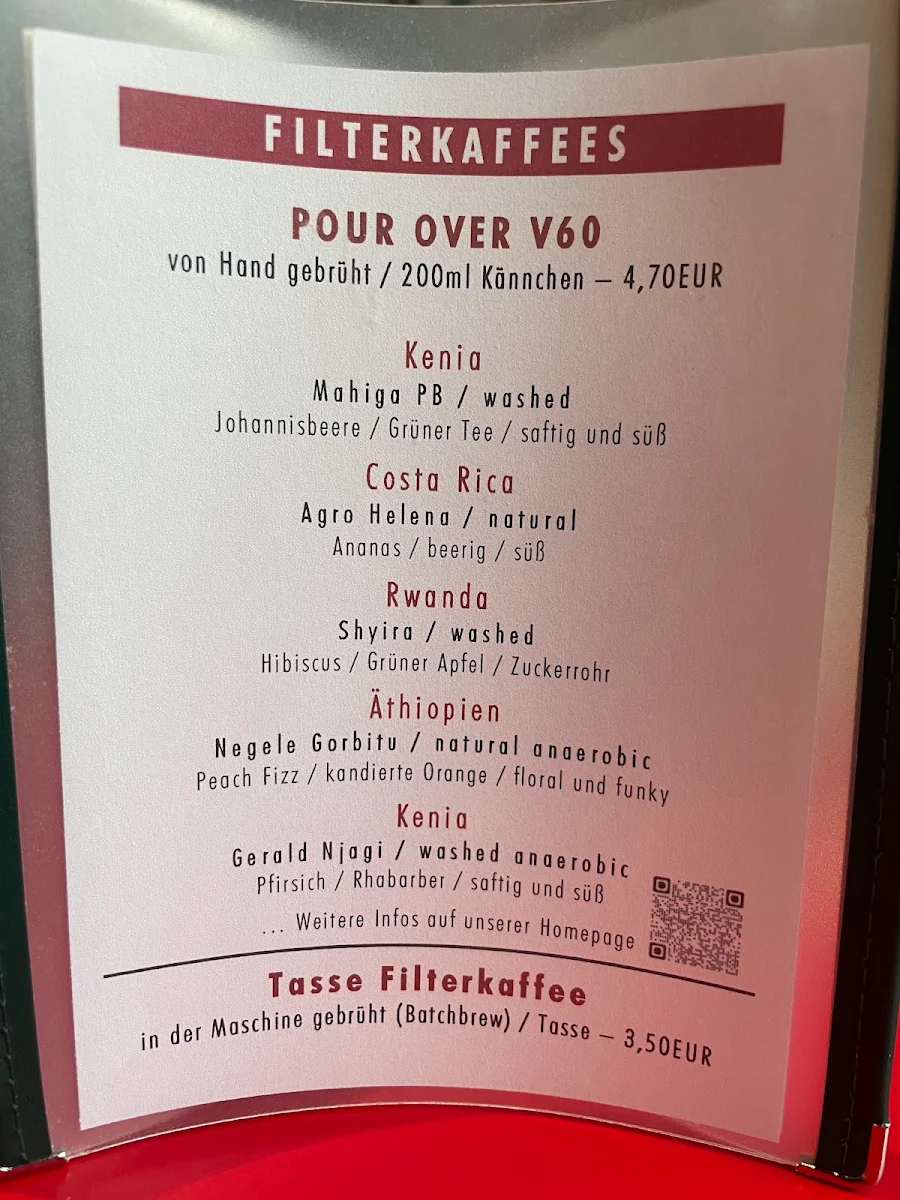 Speisekarte, Vits Kaffee GmbH & Co.KG