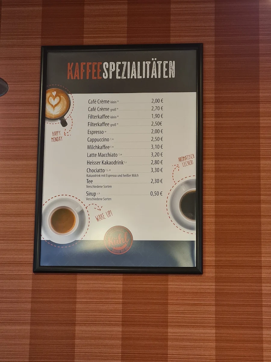 Speisekarte, Stadtbäckerei Kühl GmbH & Co. KG