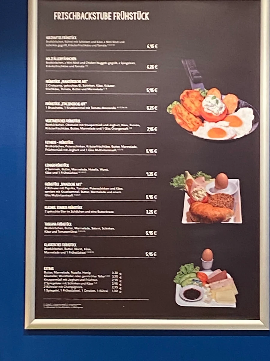 Speisekarte, Frisch Backstube - Café am Max-Weber-Platz