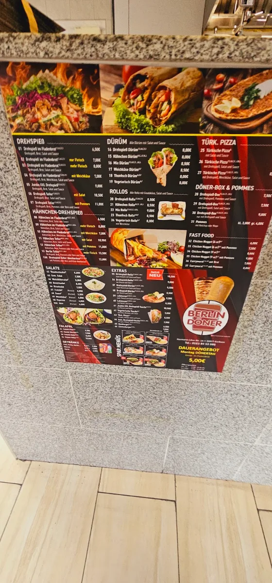Speisekarte, Berlin Döner