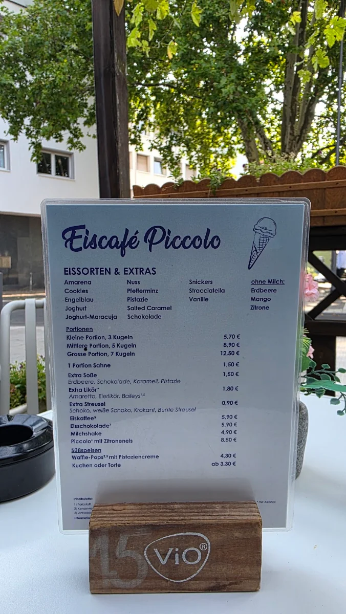 Speisekarte, Ital. Eiscafé Piccolo