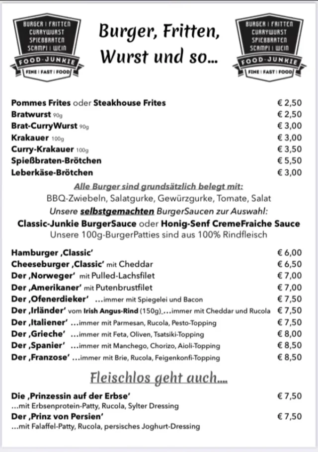 Speisekarte, Food Junkie