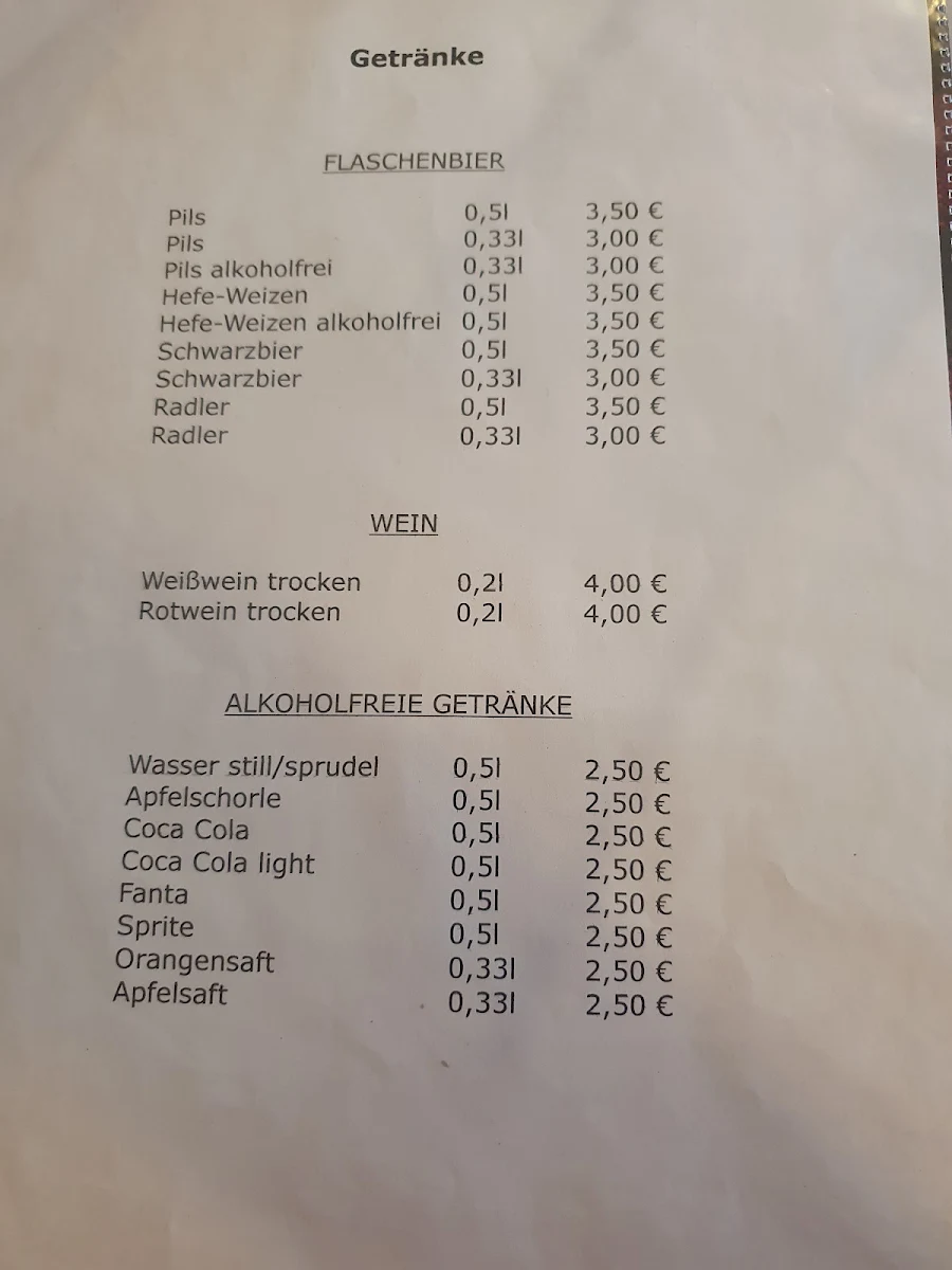 Speisekarte, Klosterstube