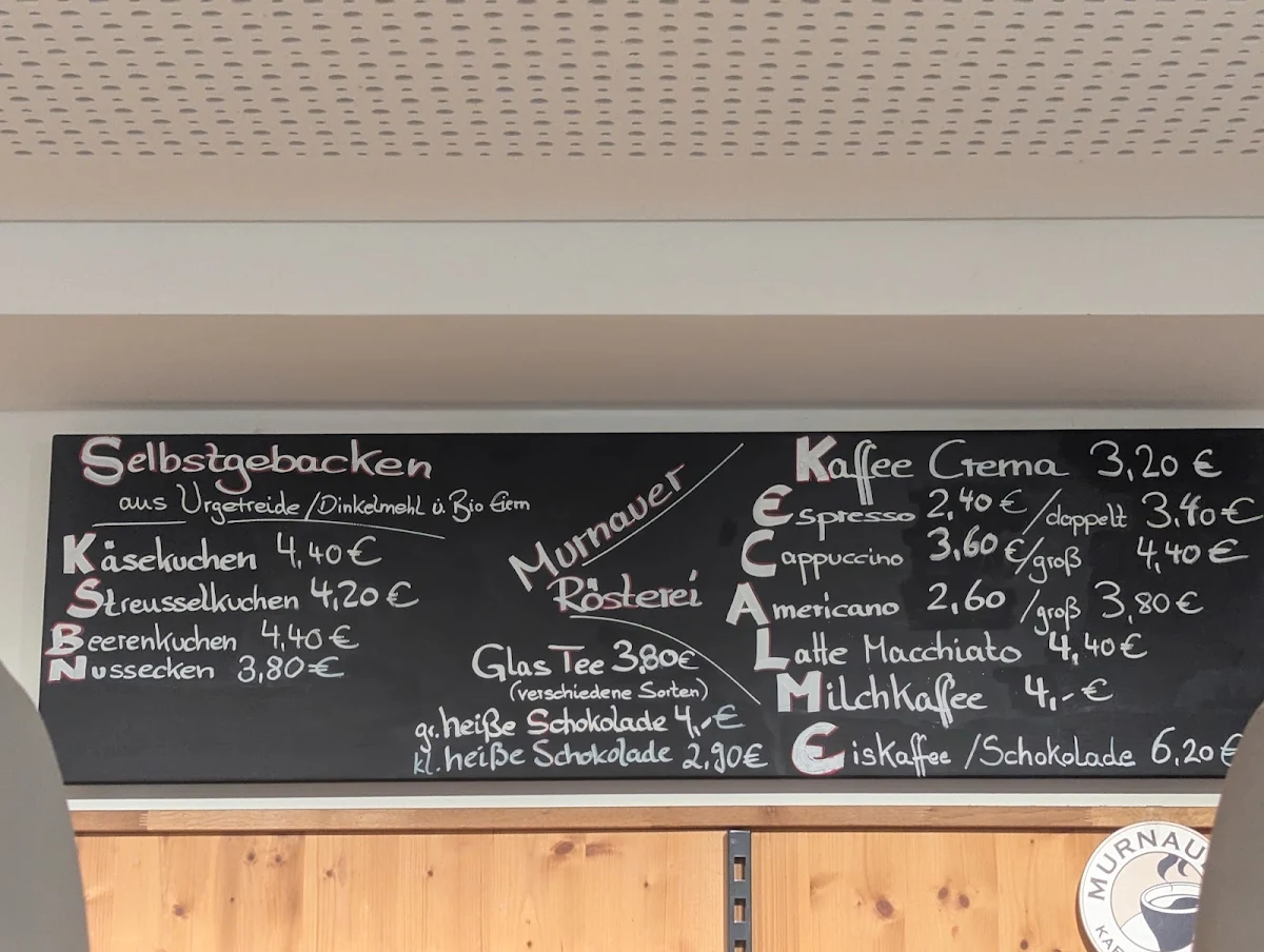 Speisekarte, Caro’s Gutscafé