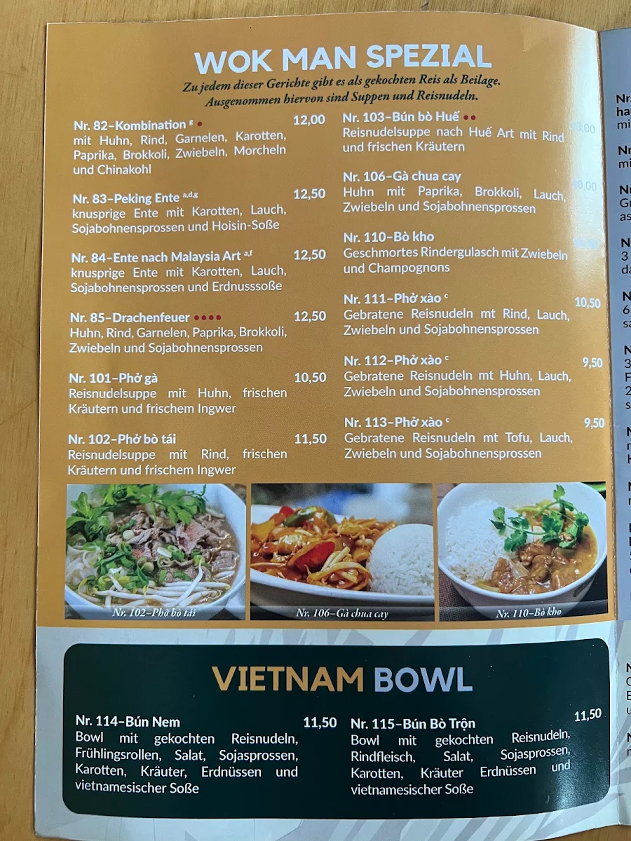 Speisekarte, WOK MAN