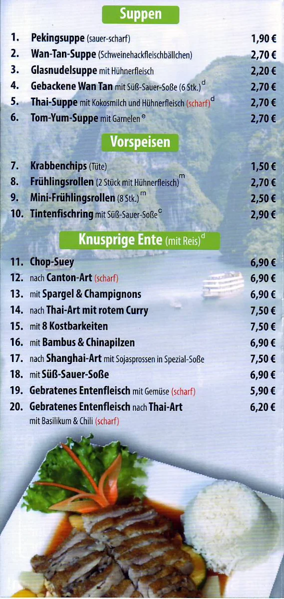 Speisekarte, Asia Imbiss