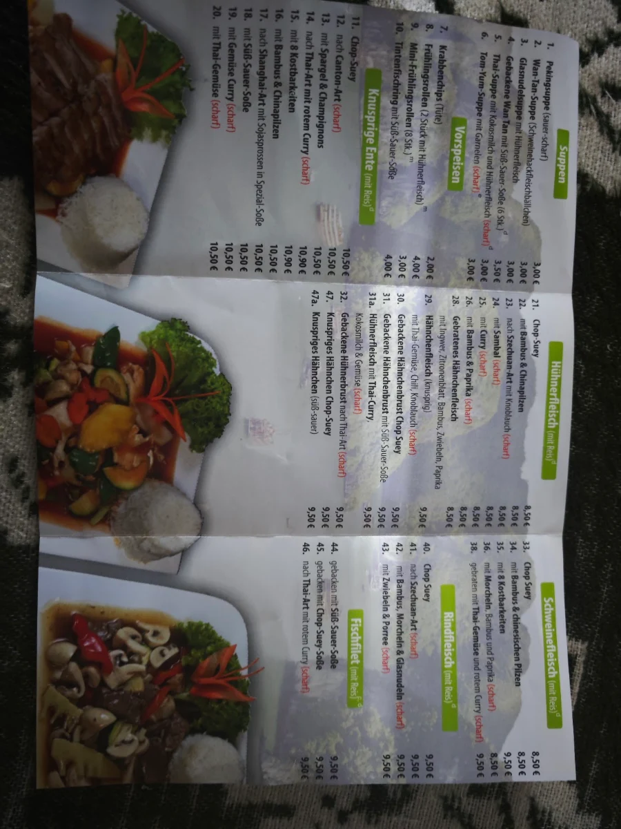 Speisekarte, Asia Imbiss