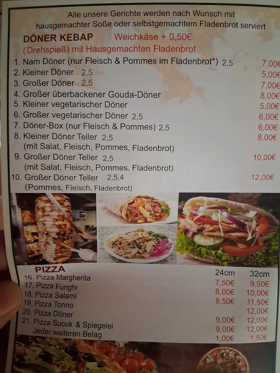 Speisekarte, NAM Döner Bebelsheim