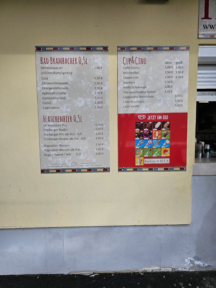 Speisekarte, Imbiss Yalla am Geyrischen Teich - Abou el Azm