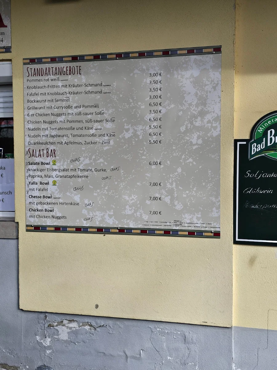 Speisekarte, Imbiss Yalla am Geyrischen Teich - Abou el Azm