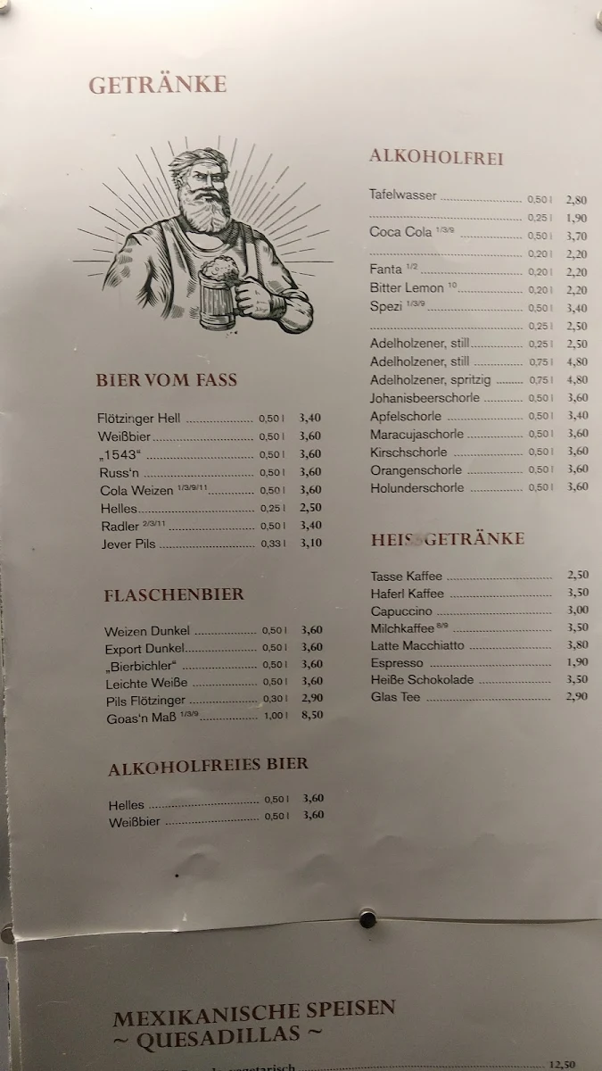 Speisekarte, Gasthof Stangenreiter