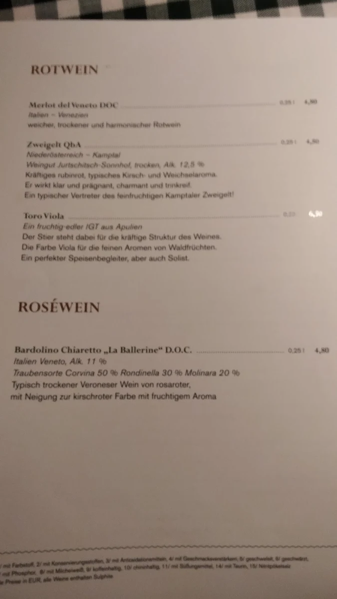 Speisekarte, Gasthof Stangenreiter