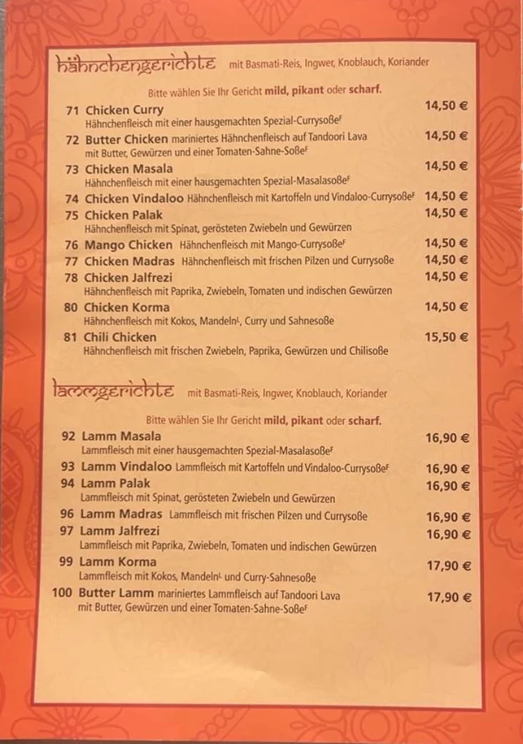 Speisekarte, Sharma Food House Imbiss