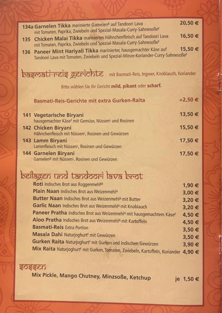 Speisekarte, Sharma Food House Imbiss