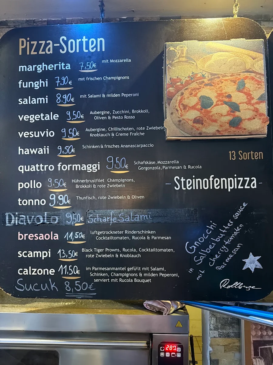 Speisekarte, Rollberge Pizzeria
