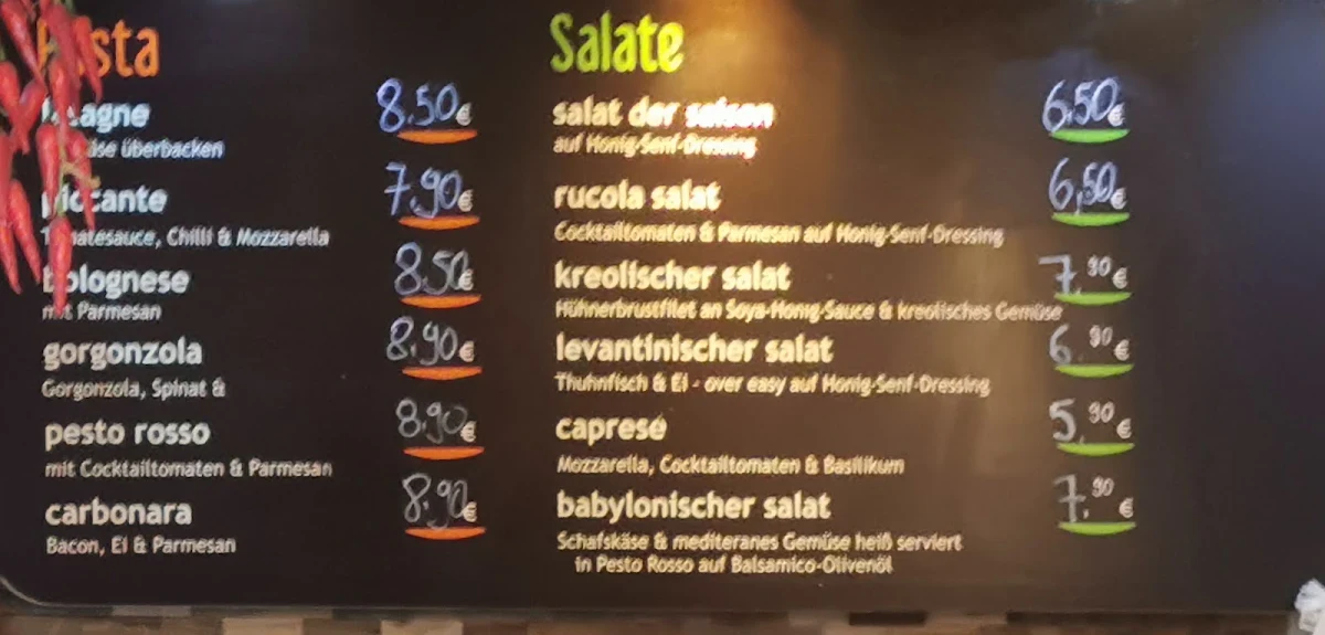 Speisekarte, Rollberge Pizzeria