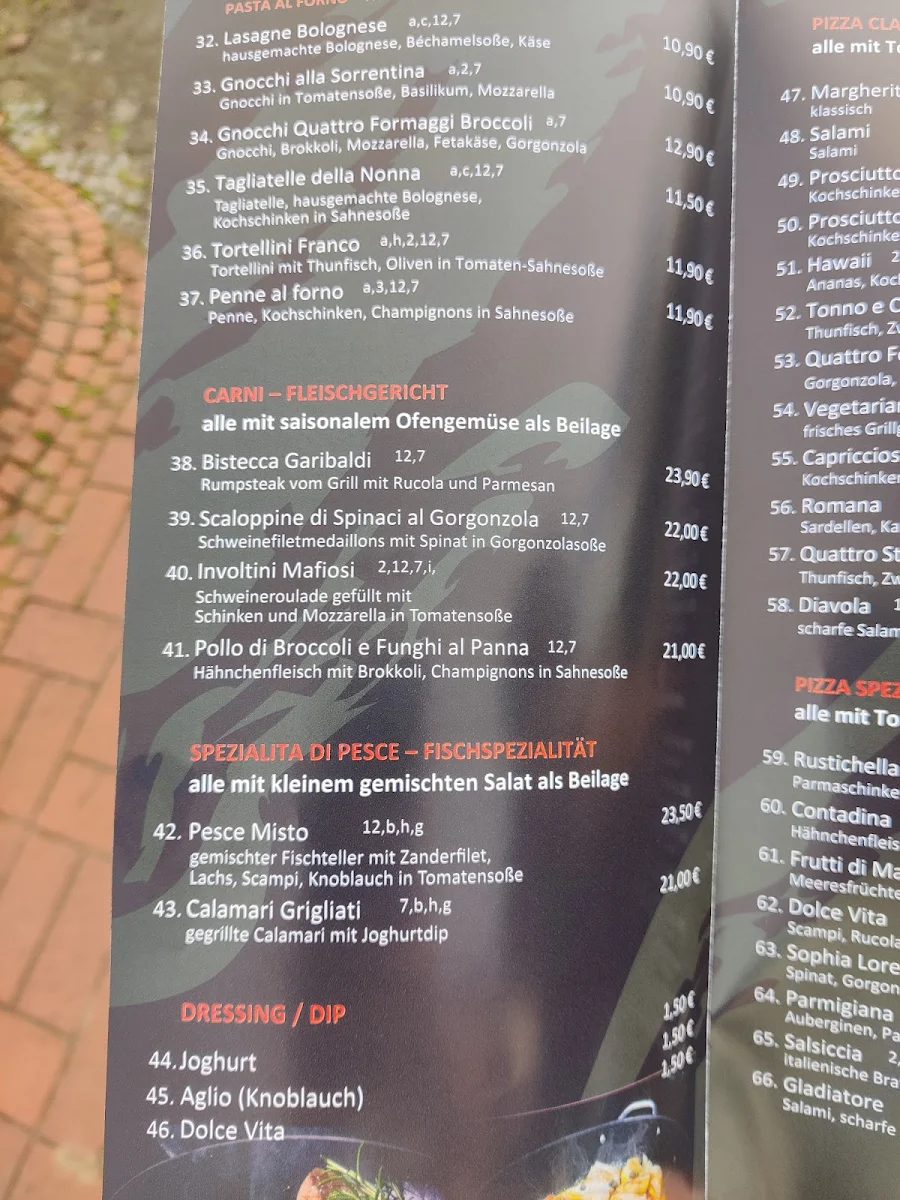 Speisekarte, Dolce Vita