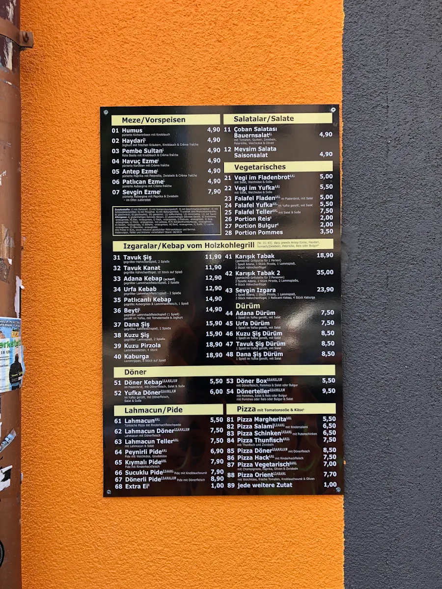 Speisekarte, Sevgin Ocakbaşi Freiburg