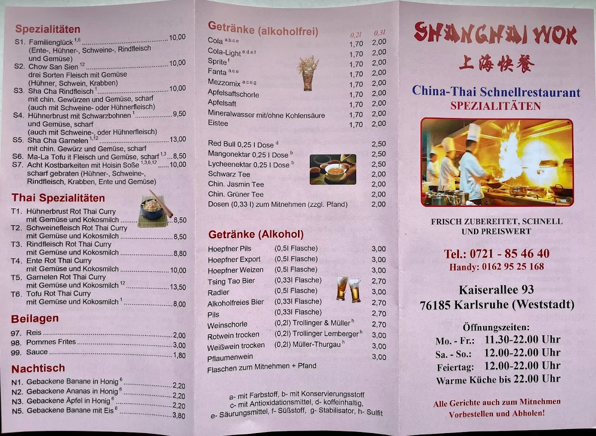 Speisekarte, Shanghai Wok