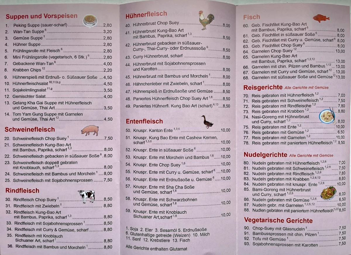 Speisekarte, Shanghai Wok
