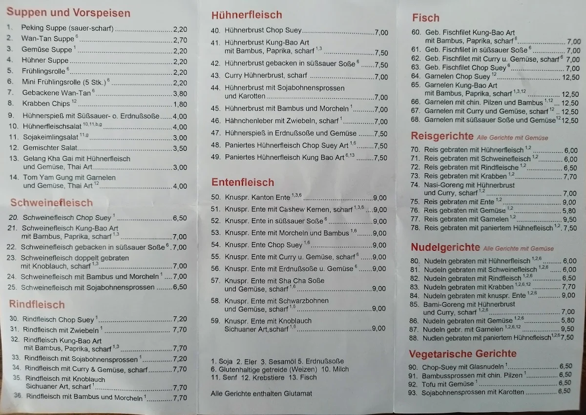 Speisekarte, Shanghai Wok