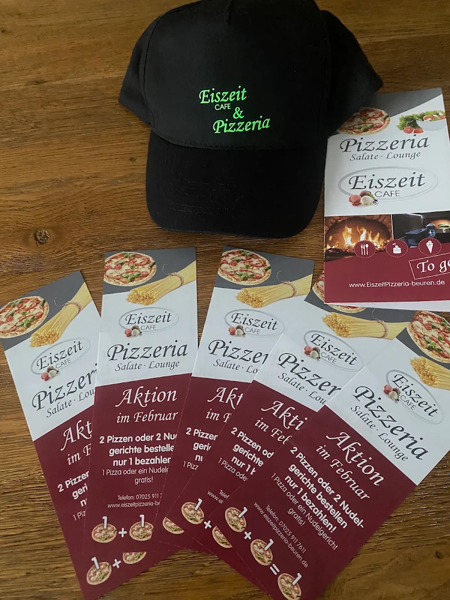 Speisekarte, Eiszeit Cafe & Pizzeria