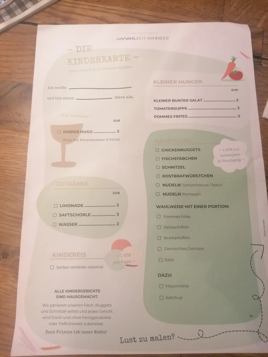 Speisekarte, Mahlzeit Am Meer