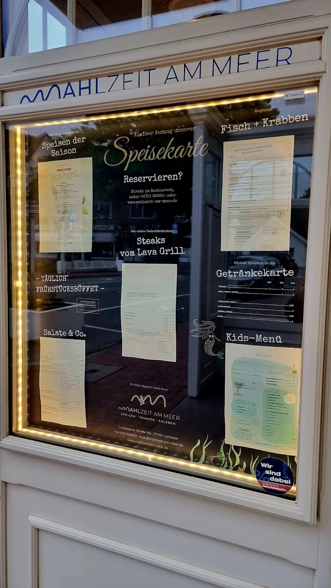 Speisekarte, Mahlzeit Am Meer