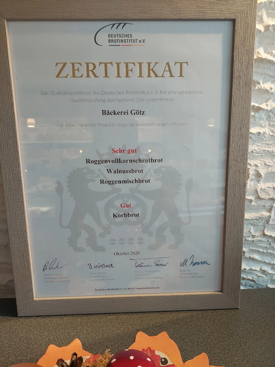 Speisekarte, Bäckerei & Konditorei Götz