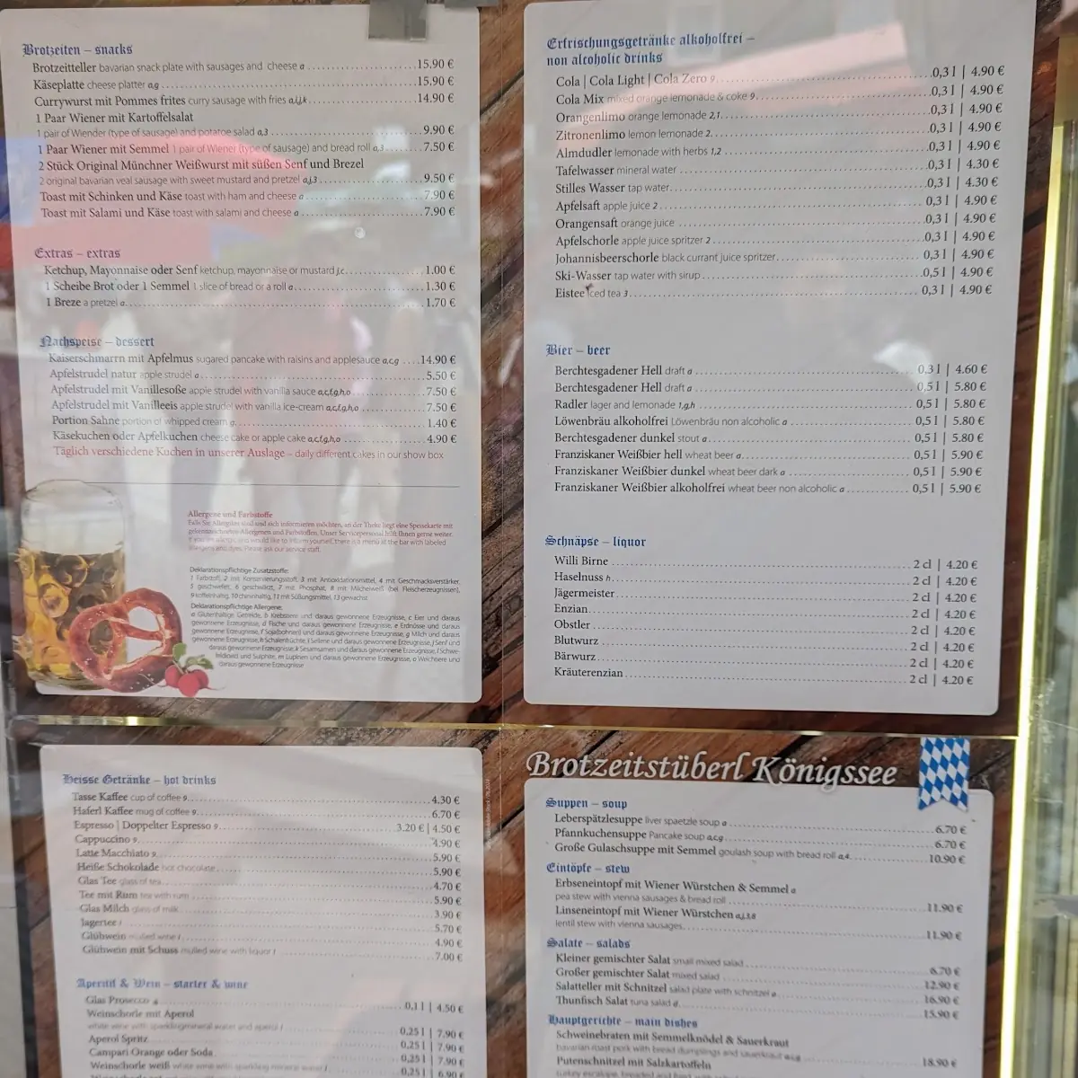 Speisekarte, Brotzeitstüberl