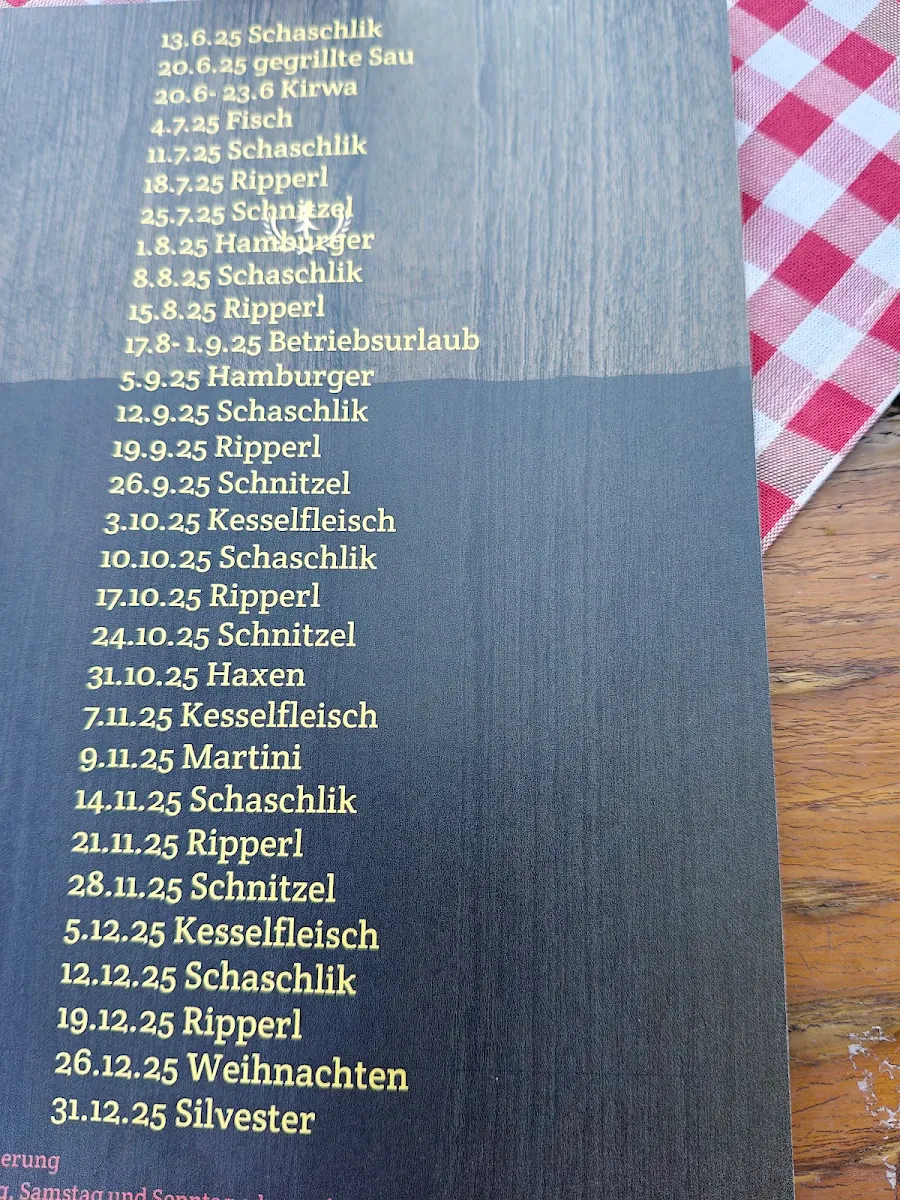 Speisekarte, Gasthaus Sippl