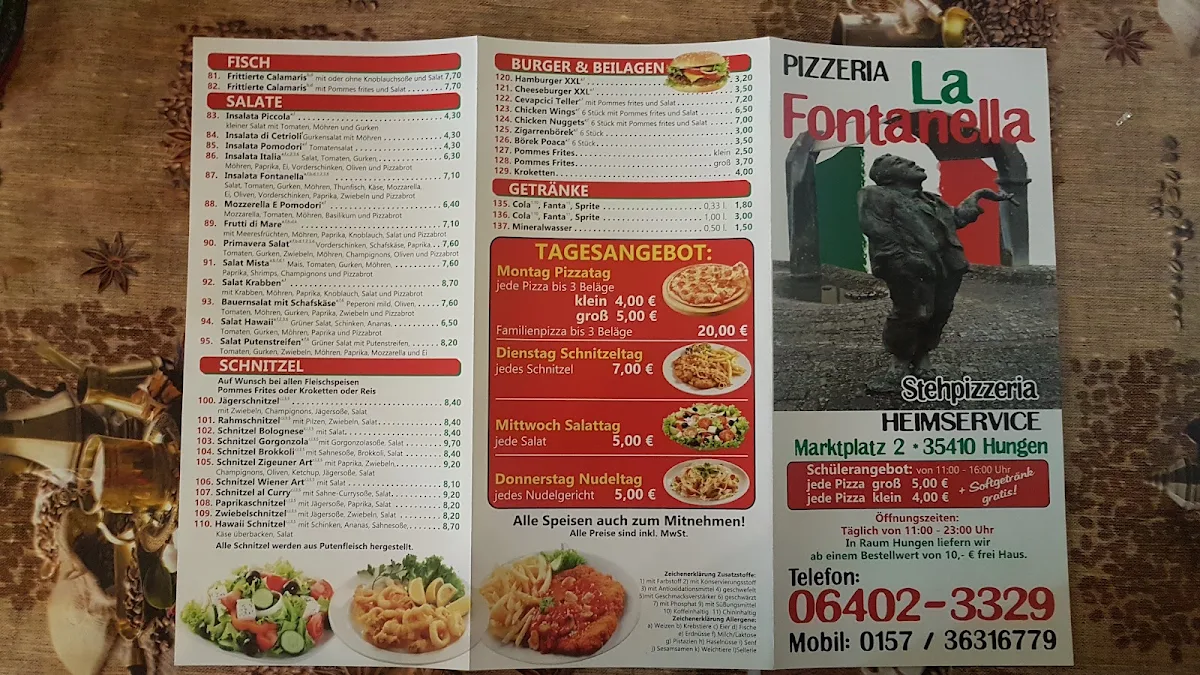 Speisekarte, La Fontanella