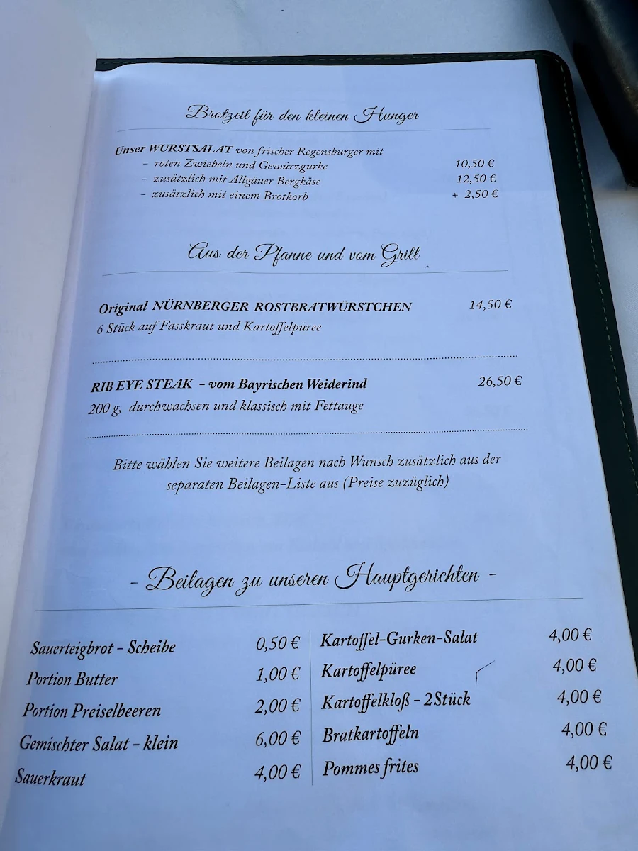 Speisekarte, Lutter & Wegner Leipzig