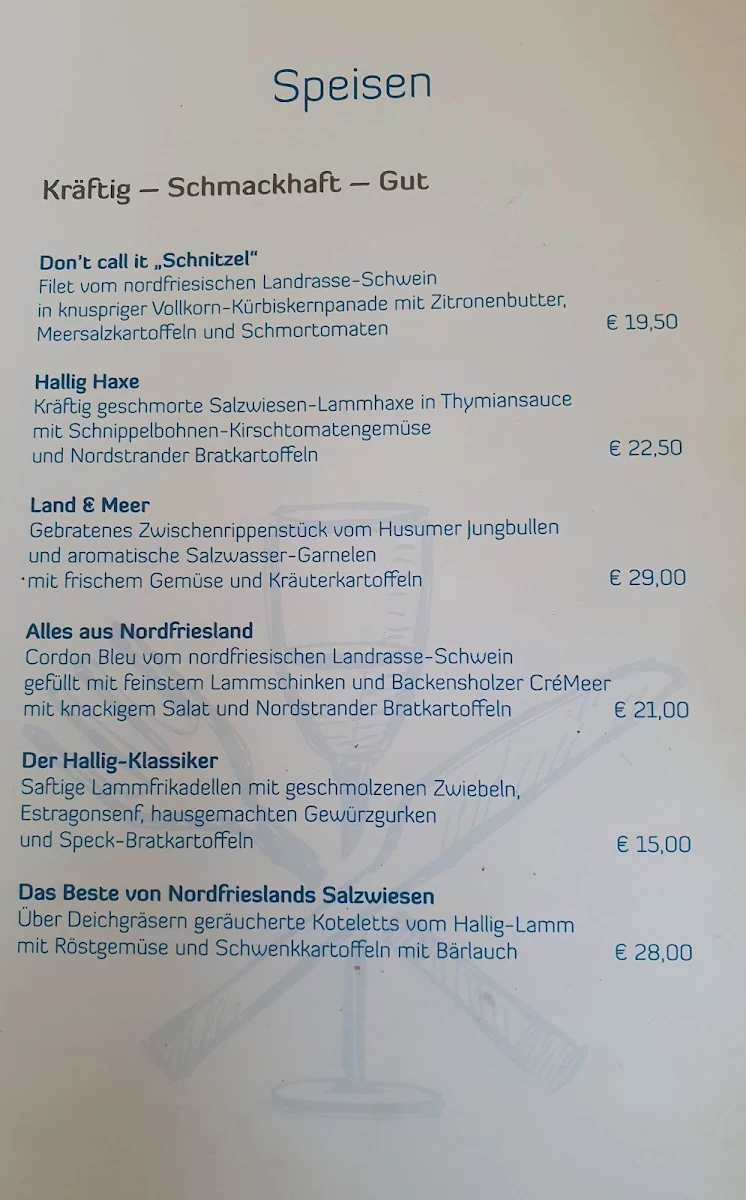 Speisekarte, Hallig Krog