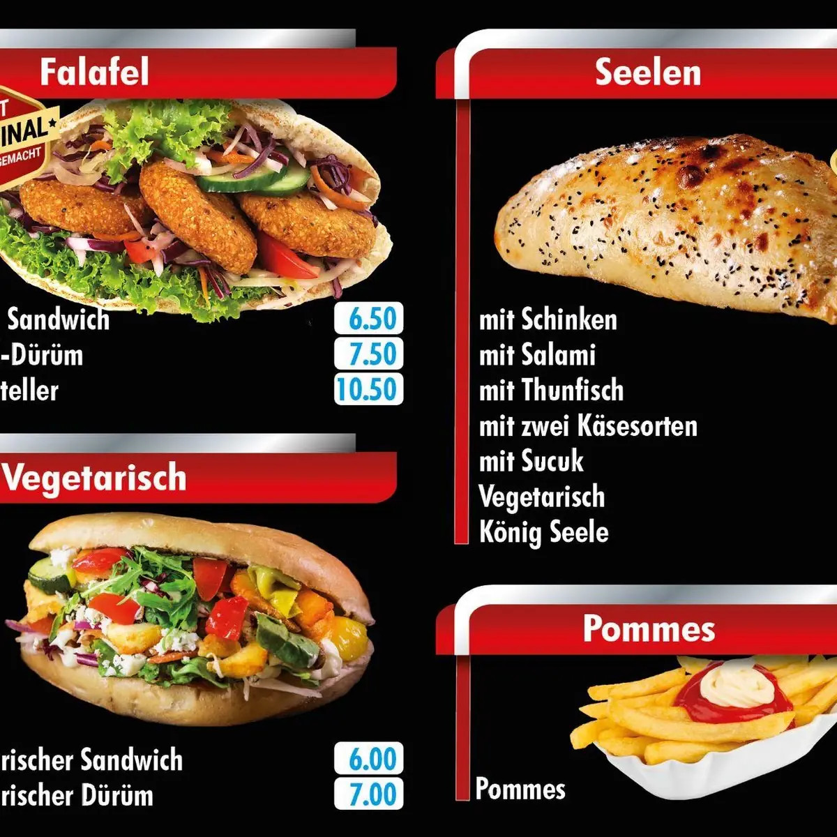 Speisekarte, König Pizza & Kebap