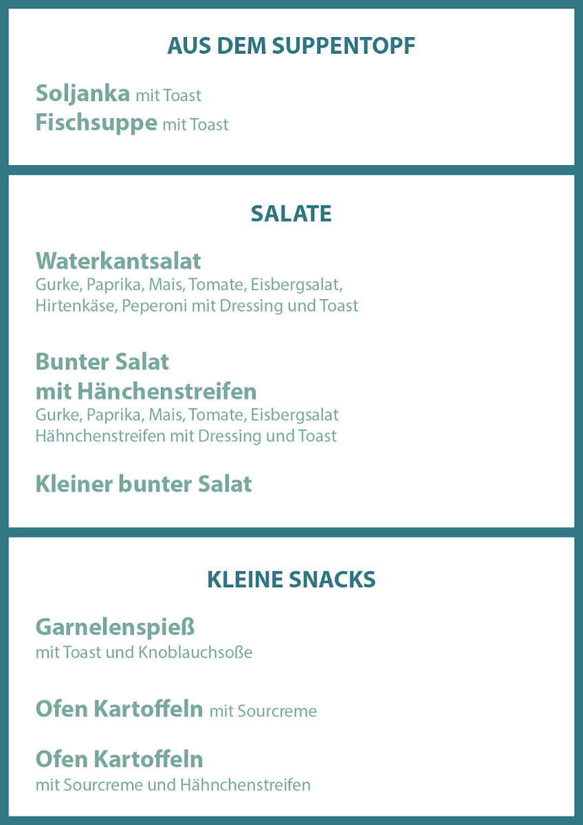 Speisekarte, Restaurant Strandperle