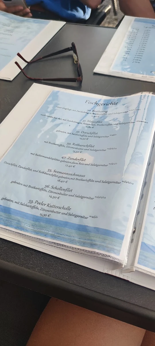 Speisekarte, Restaurant Strandperle