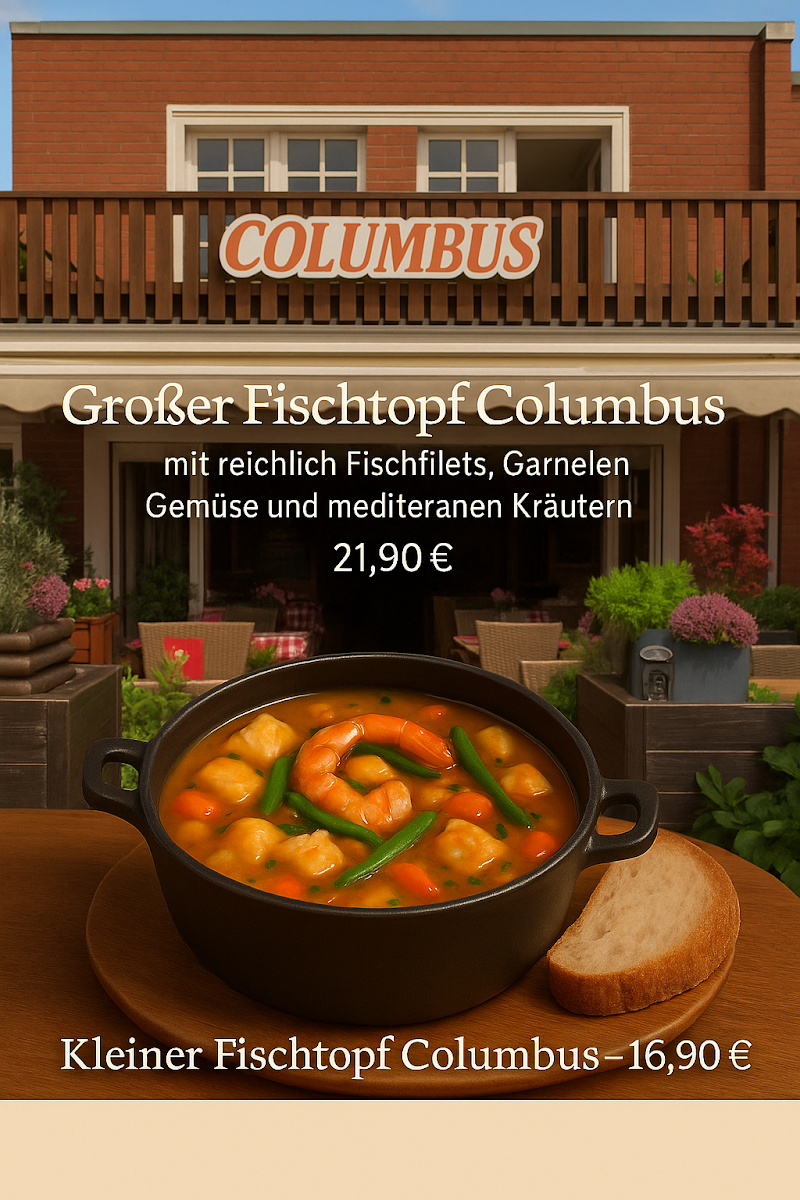 Speisekarte, Café & Bar Columbus Borkum