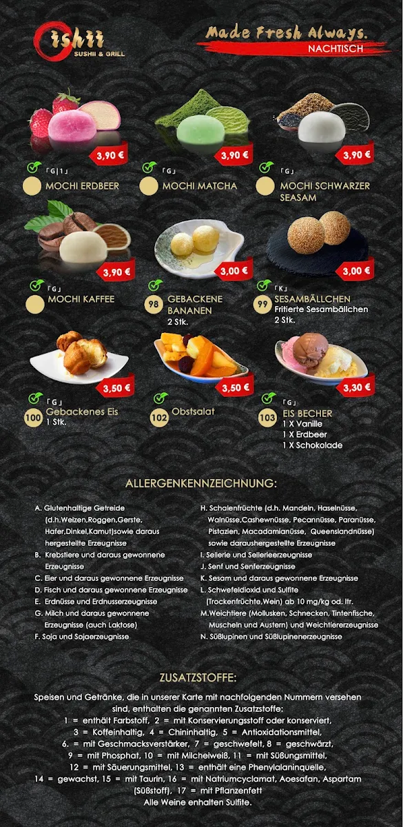 Speisekarte, Oishii Sushi & Grill (Wu‘s kitchen)