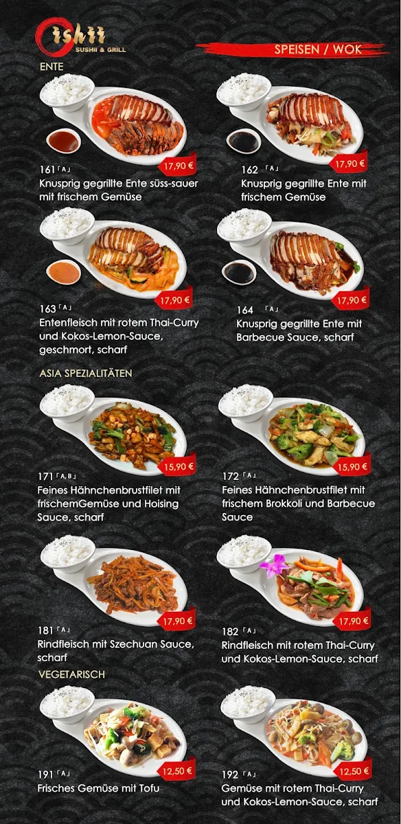 Speisekarte, Oishii Sushi & Grill (Wu‘s kitchen)