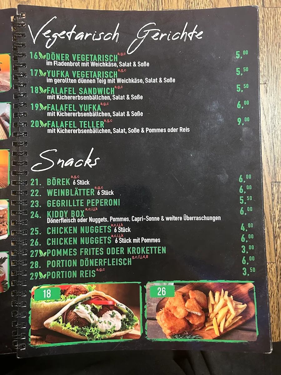 Speisekarte, Dogan Döner und Pizza