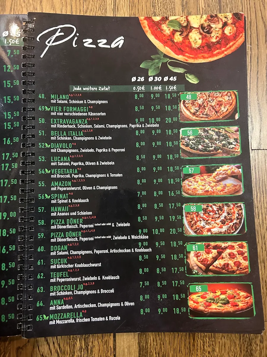 Speisekarte, Dogan Döner und Pizza