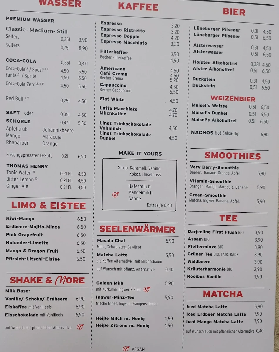 Speisekarte, Bar Be QUBE - Lüneburg