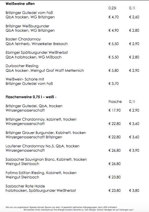 Speisekarte, EssBar & Restaurant im Vitalhotel | Grüner Baum