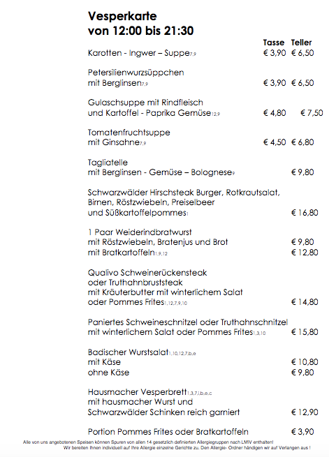 Speisekarte, EssBar & Restaurant im Vitalhotel | Grüner Baum