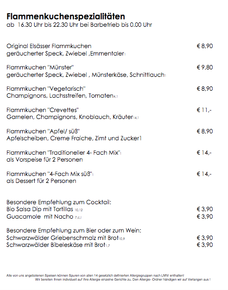 Speisekarte, EssBar & Restaurant im Vitalhotel | Grüner Baum