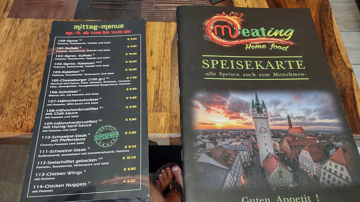Speisekarte, Meating. Restaurant - Bar - Streetfood