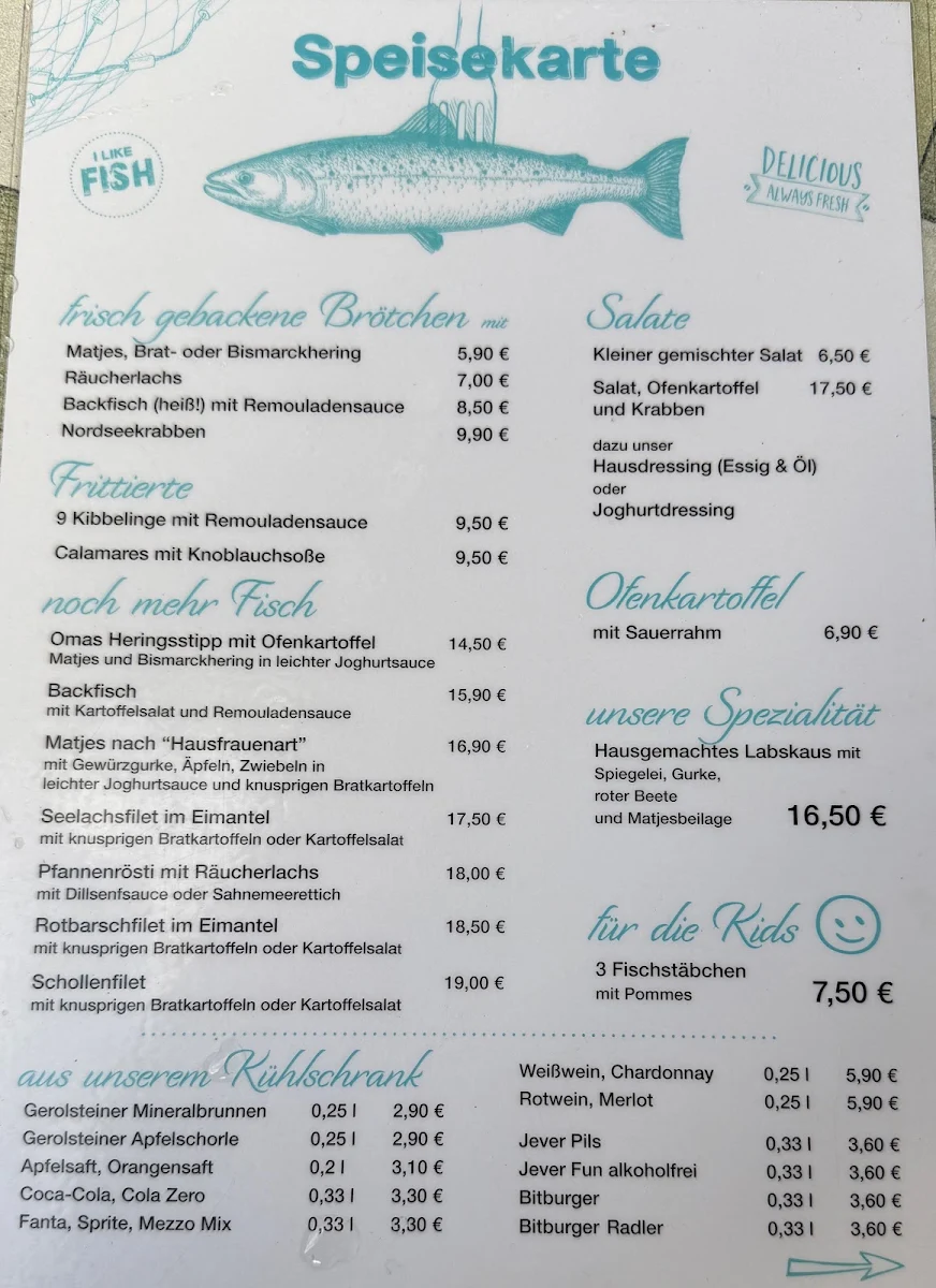Speisekarte, Fischhus