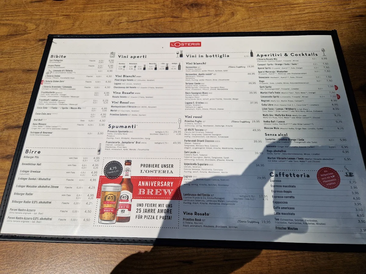 Speisekarte, L'Osteria Münster