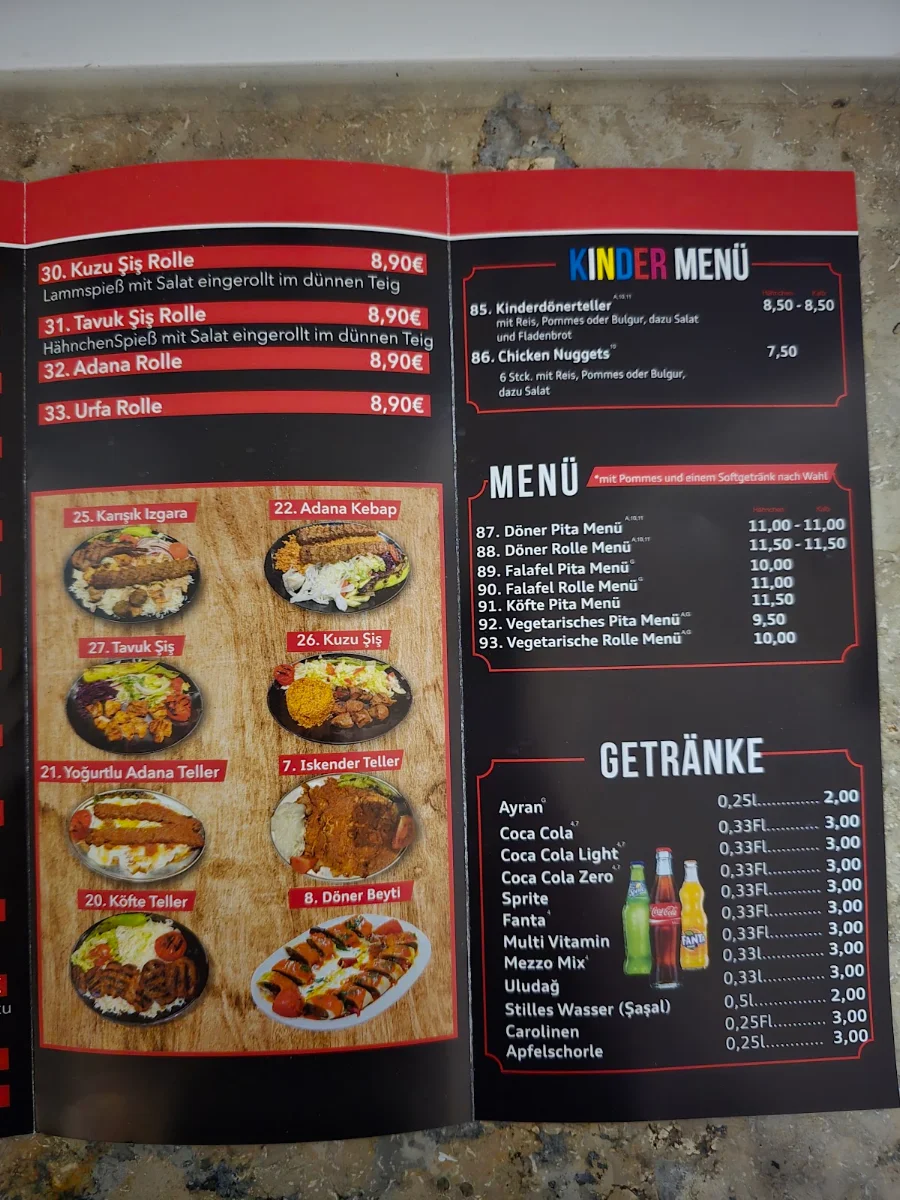 Speisekarte, DönerBurgerhouse